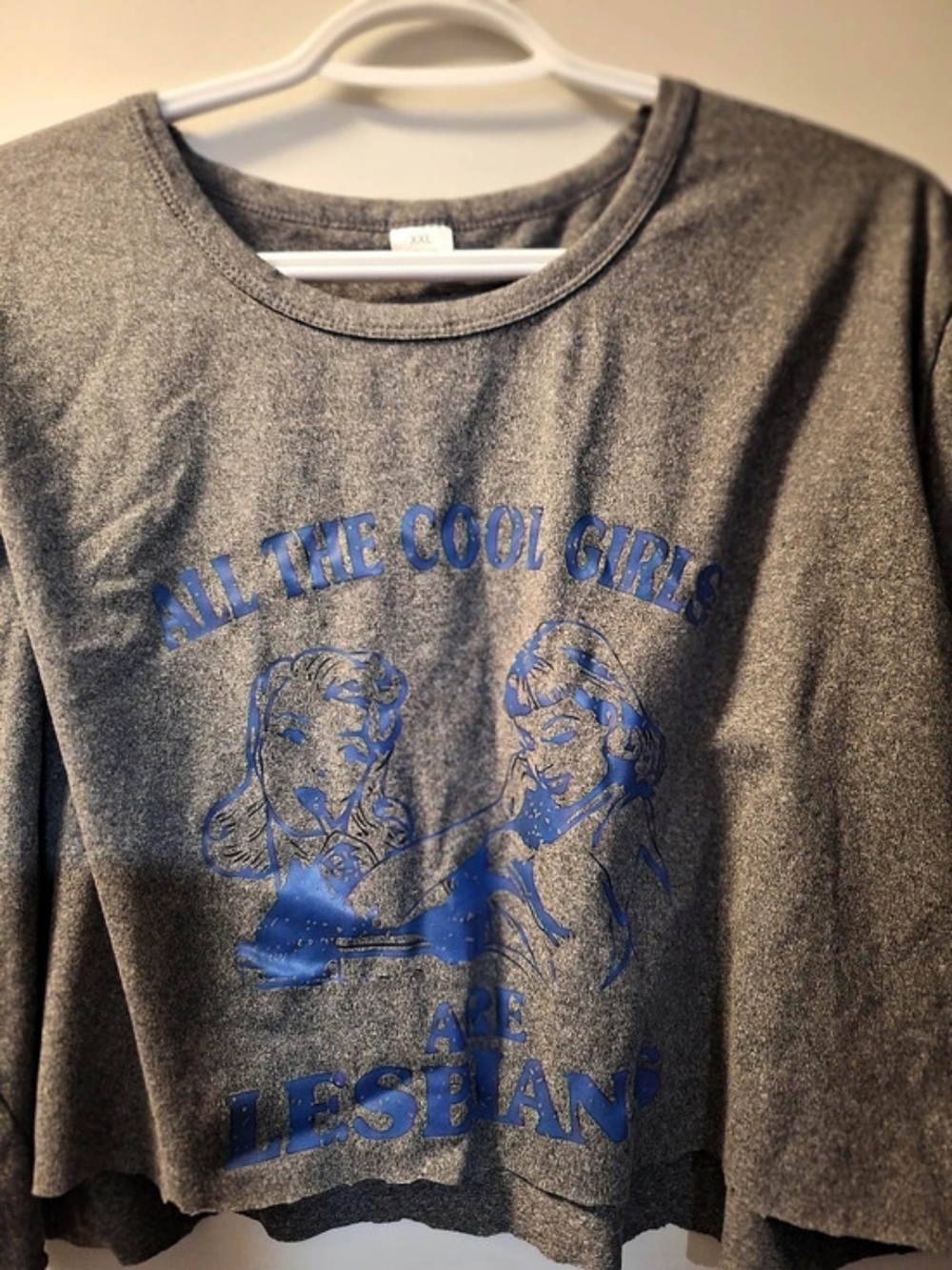 Graphic Lesbian Crop Tee in Gray